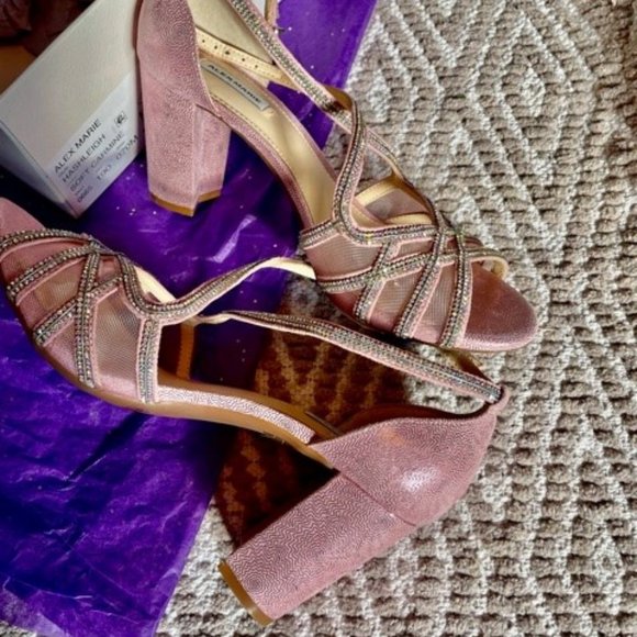 Pretty! Rhinestone and Pink Stacked Heel Shoes (NWT) - Picture 8 of 14